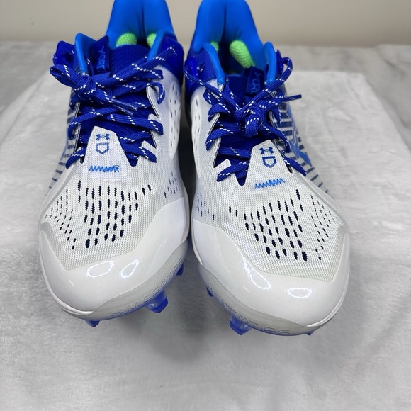 Under Armour Yard Low MT TPU Men Size‎ 12 Baseball Cleats White Blue 3025591-400 - Picture 5 of 9